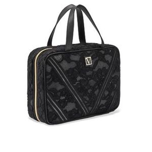 Victoria's Secret VS Everything Hanging Travel Case Beauty Bag Black Lace  NWT